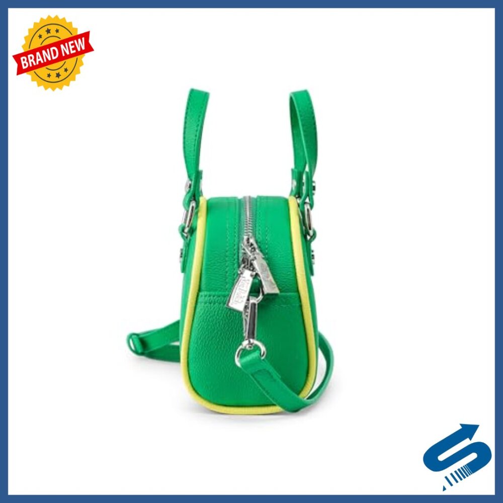 Mini Vegan Leather Crossbody Bag with Top Handles and Logo Hardware - Picture 4 of 7